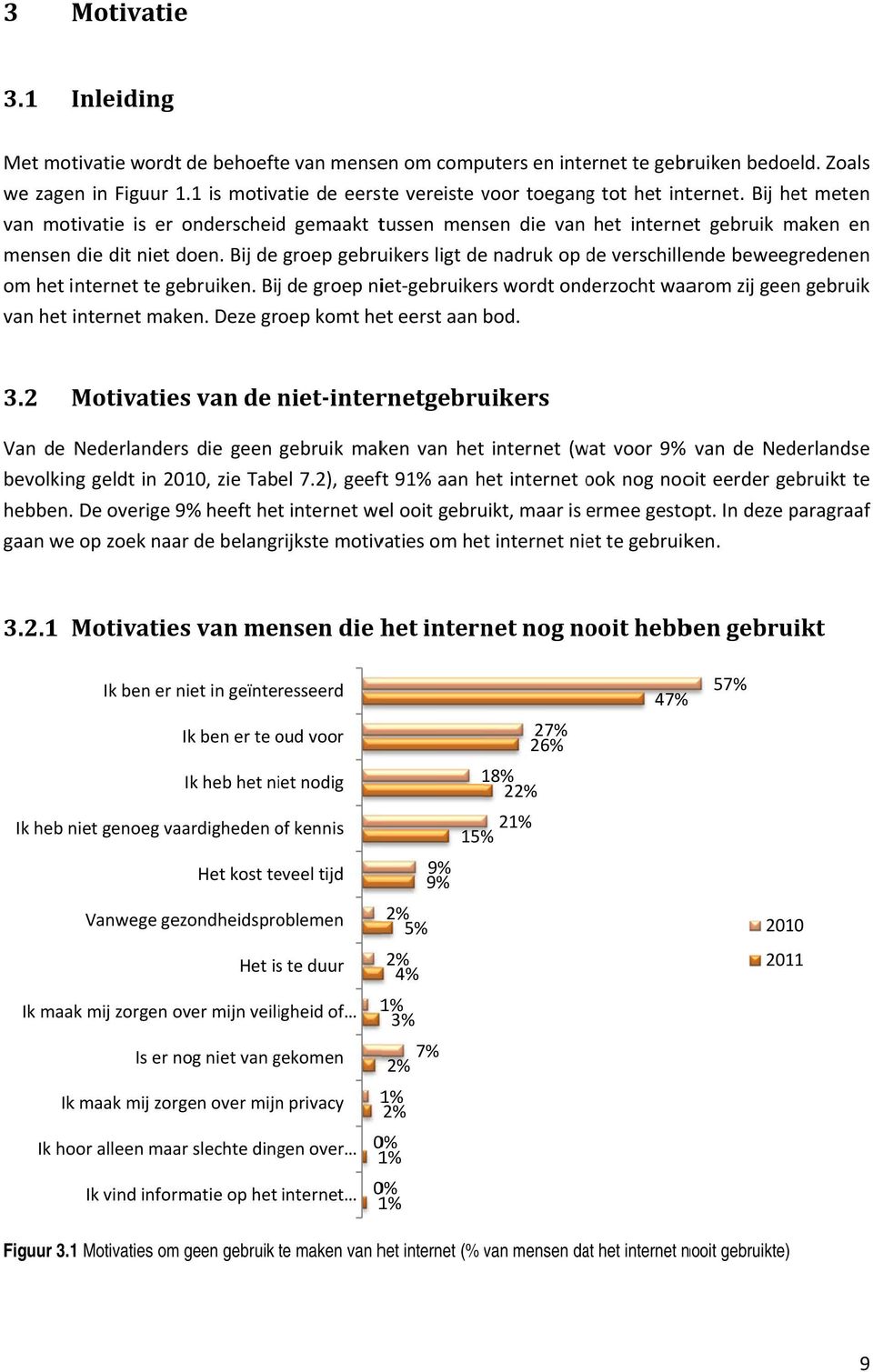 Bij de groep gebruikers ligt de nadruk op de d verschillende beweegredenen om het internet te gebruiken. Bijj de groep niet gebruikers wordt onderzocht waarom zij geen gebruik van het internet maken.