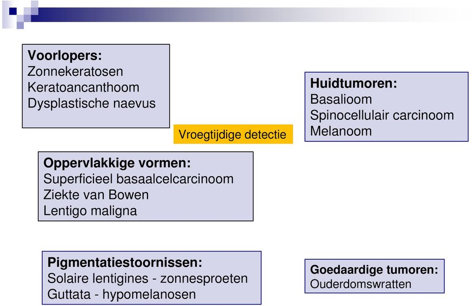 Superficieel basaalcelcarcinoom Ziekte van Bowen Lentigo maligna