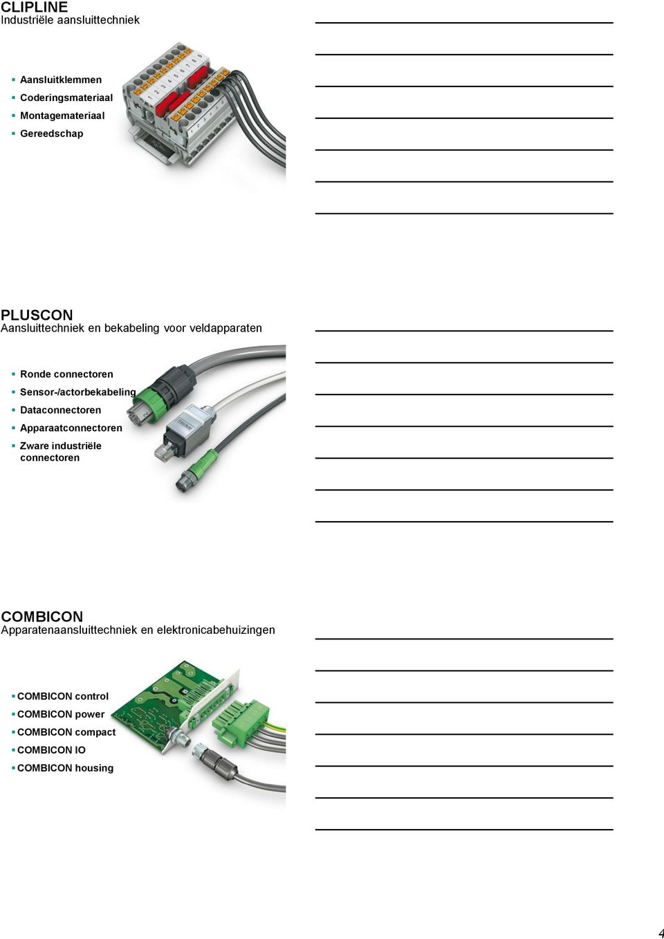 Sensor-/actorbekabeling Dataconnectoren Apparaatconnectoren Zware industriële connectoren COMBICON