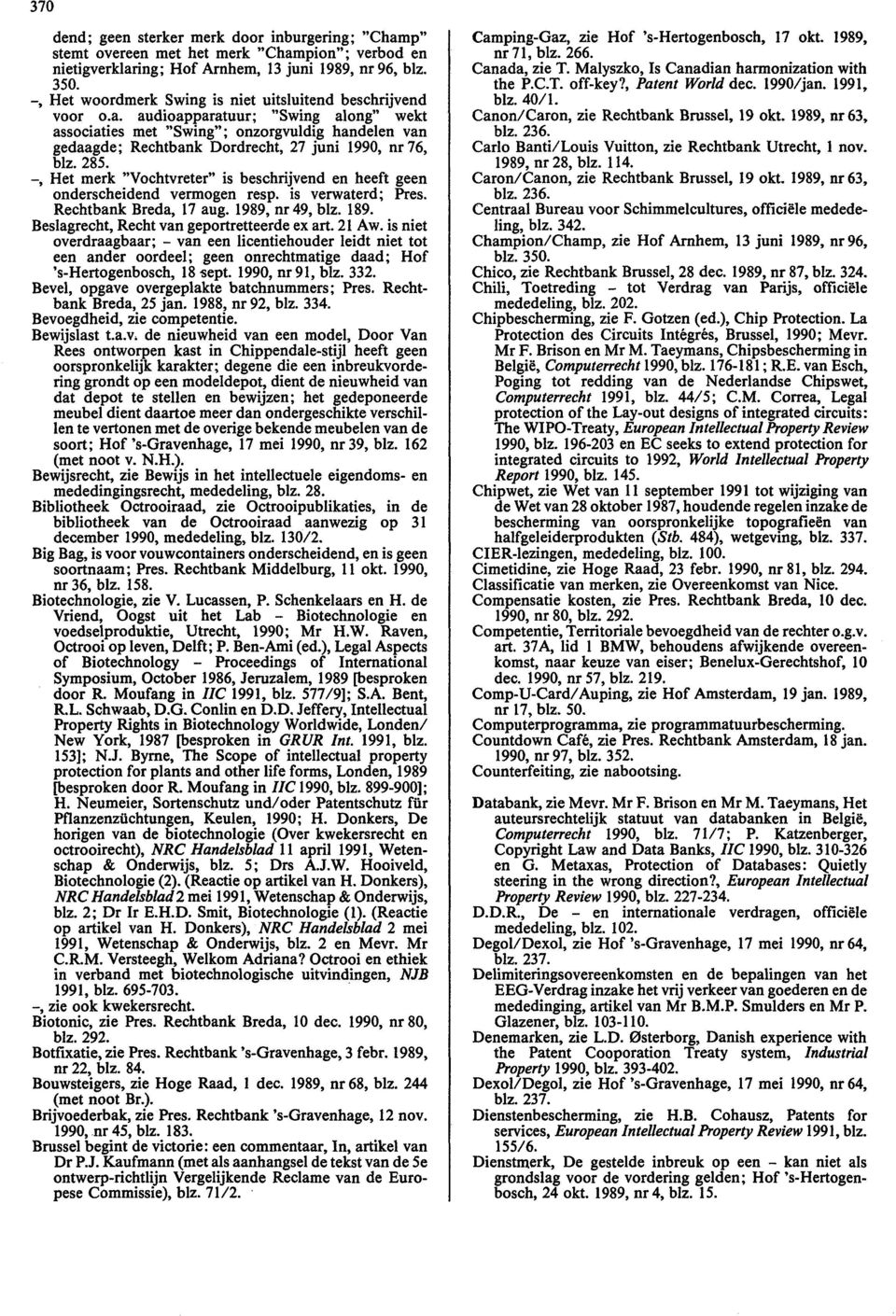 audioapparatuur; "Swing along" wekt associaties met "Swing"; onzorgvuldig handelen van gedaagde; Rechtbank Dordrecht, 27 juni 1990, nr76, blz. 285.