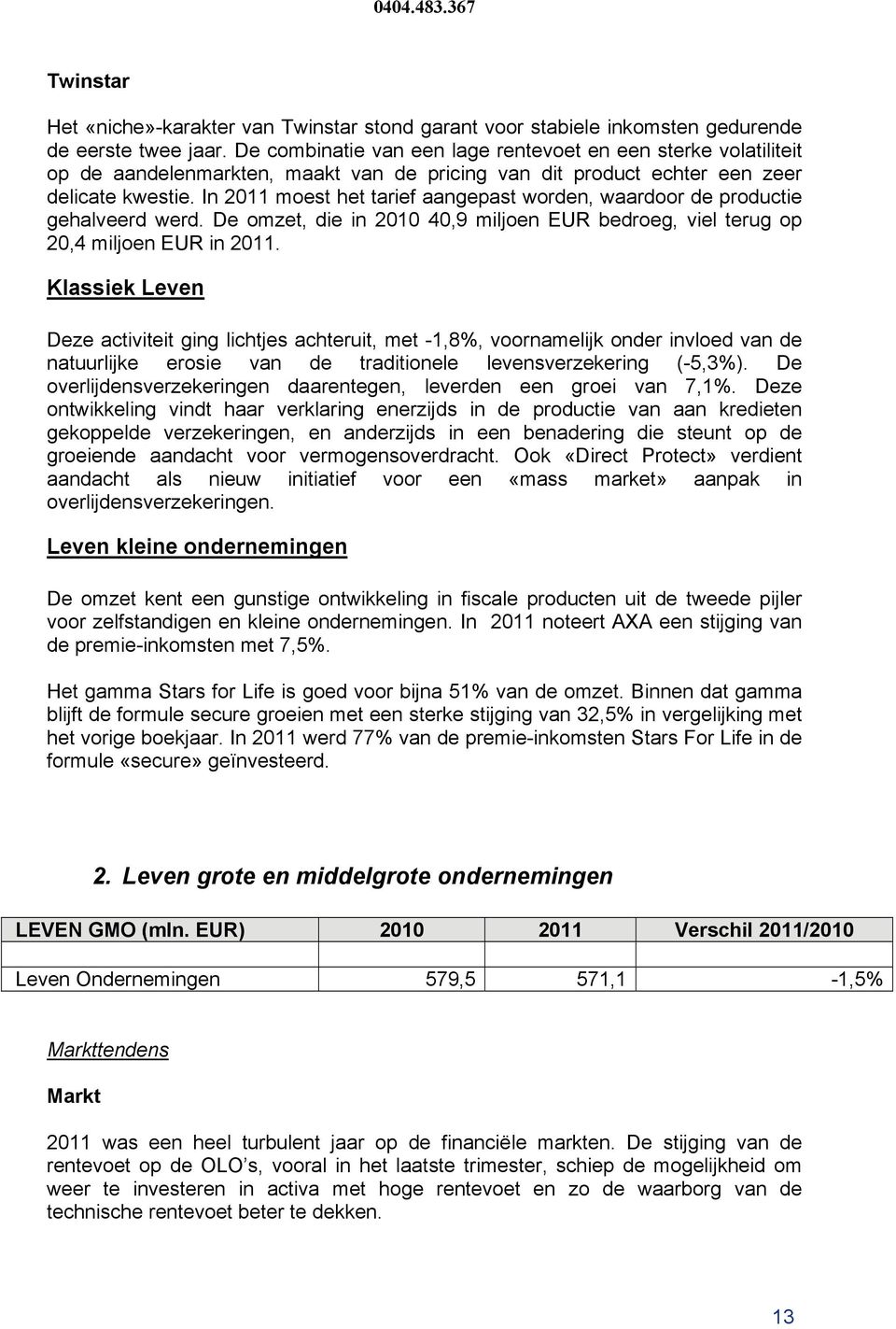 In 2011 moest het tarief aangepast worden, waardoor de productie gehalveerd werd. De omzet, die in 2010 40,9 miljoen EUR bedroeg, viel terug op 20,4 miljoen EUR in 2011.