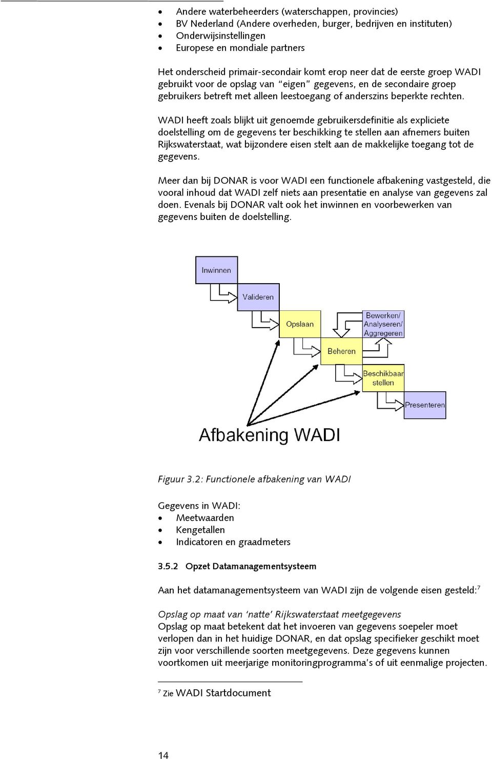 WADI heeft zoals blijkt uit genoemde gebruikersdefinitie als expliciete doelstelling om de gegevens ter beschikking te stellen aan afnemers buiten Rijkswaterstaat, wat bijzondere eisen stelt aan de