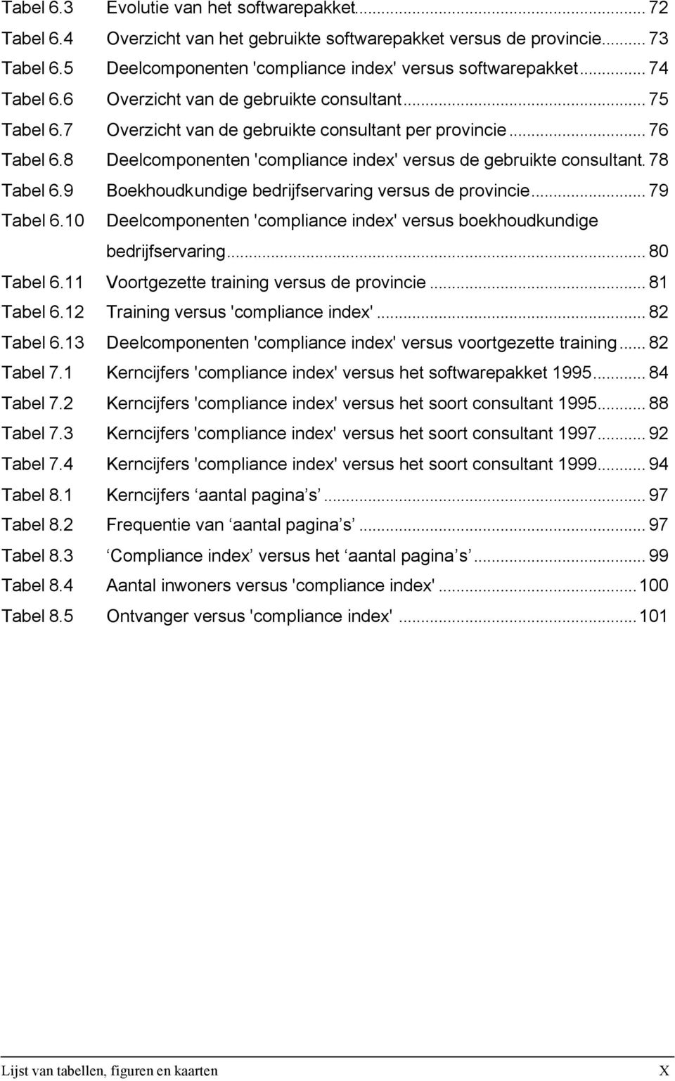 8 Deelcomponenten 'compliance index' versus de gebruikte consultant. 78 Tabel 6.9 Boekhoudkundige bedrijfservaring versus de provincie... 79 Tabel 6.