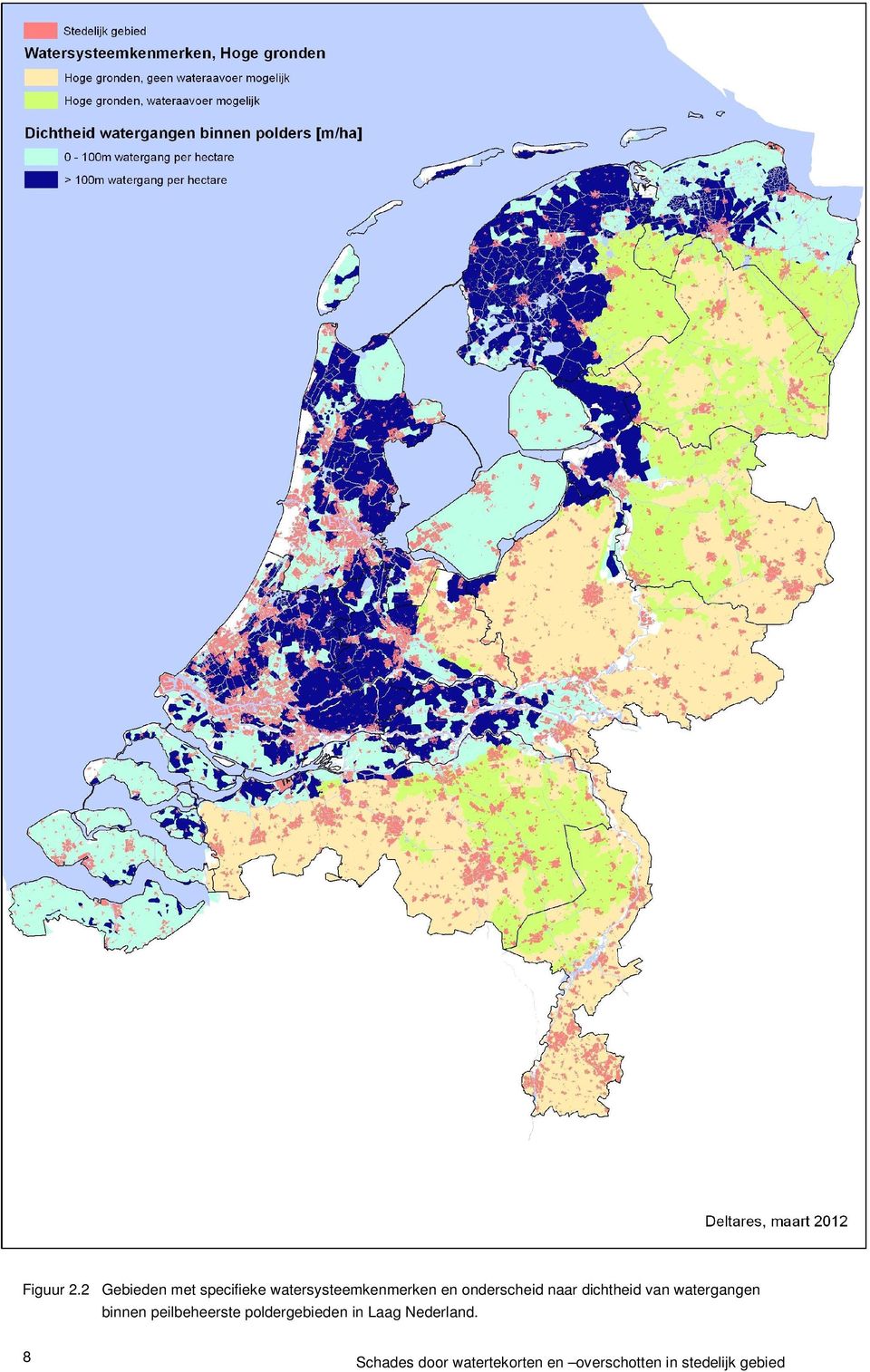 onderscheid naar dichtheid van watergangen binnen