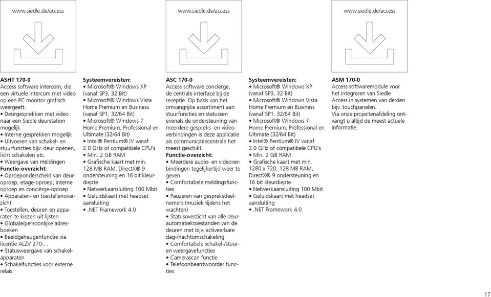 Weergave van meldingen Functie-overzicht: Oproeponderscheid van deuroproep, etage-oproep, interne oproep en conciërge-oproep Apparaten- en toestellenoverzicht Toestellen, deuren en apparaten te