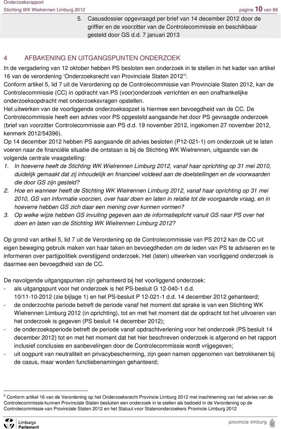 per brief van 14 de