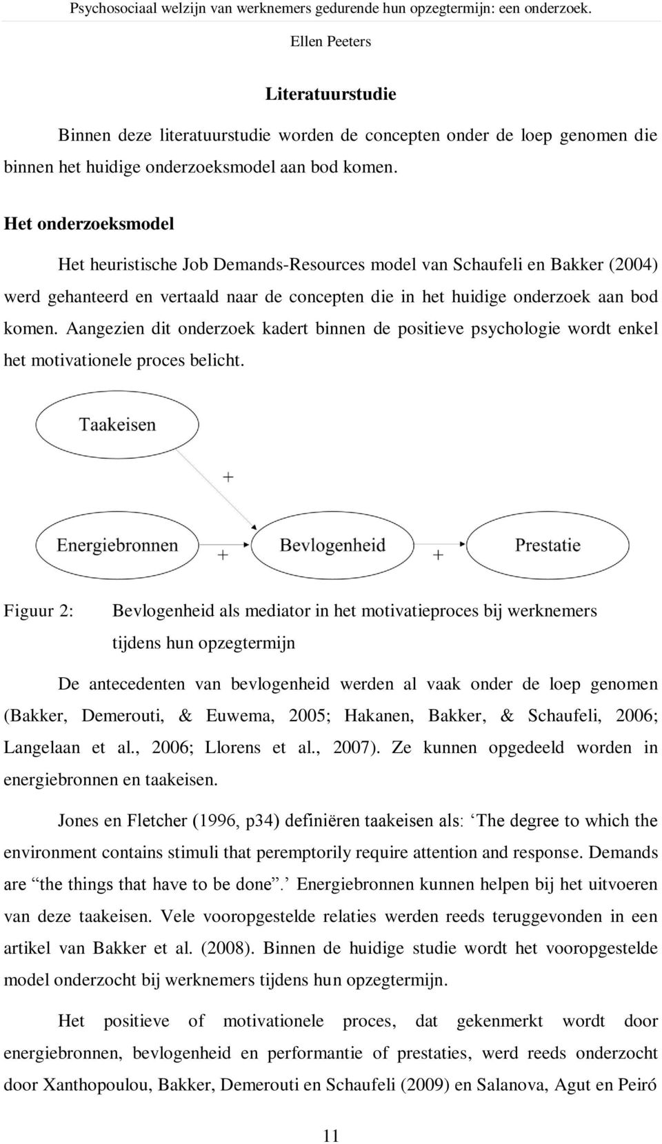 Aangezien dit onderzoek kadert binnen de positieve psychologie wordt enkel het motivationele proces belicht.