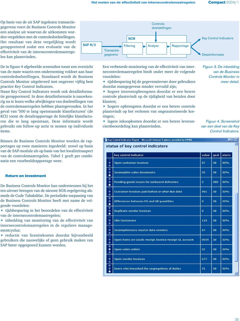 Het resultaat van deze vergelijking wordt gerapporteerd zodat een evaluatie van de effectiviteit van de internecontrolemaatregelen kan plaatsvinden.