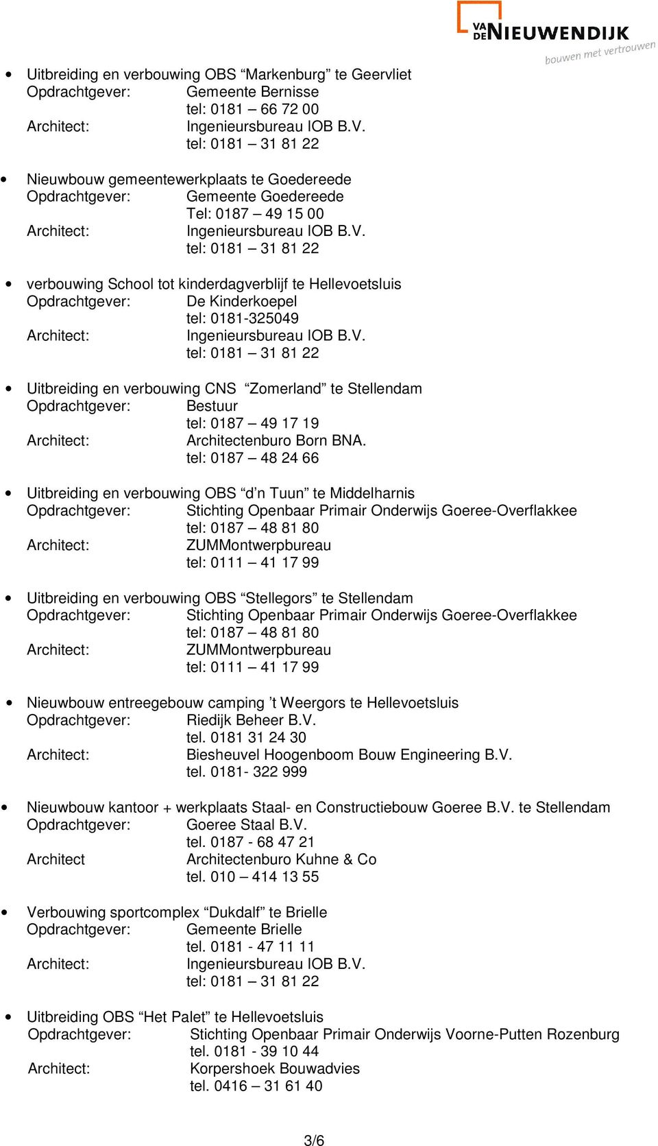 tel: 0187 48 24 66 Uitbreiding en verbouwing OBS d n Tuun te Middelharnis Opdrachtgever: Stichting Openbaar Primair Onderwijs Goeree-Overflakkee tel: 0187 48 81 80 ZUMMontwerpbureau tel: 0111 41 17