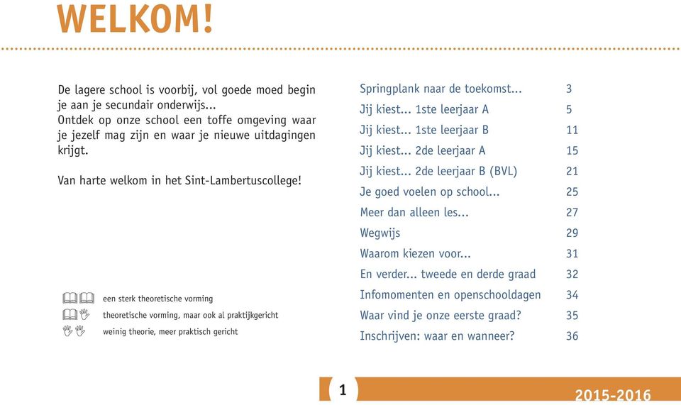 een sterk theoretische vorming theoretische vorming, maar ook al praktijkgericht weinig theorie, meer praktisch gericht Springplank naar de toekomst... 3 Jij kiest... 1ste leerjaar A 5 Jij kiest.