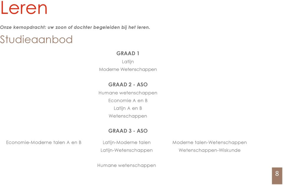 Economie A en B Latijn A en B Wetenschappen GRAAD 3 - ASO Economie-Moderne talen A en B