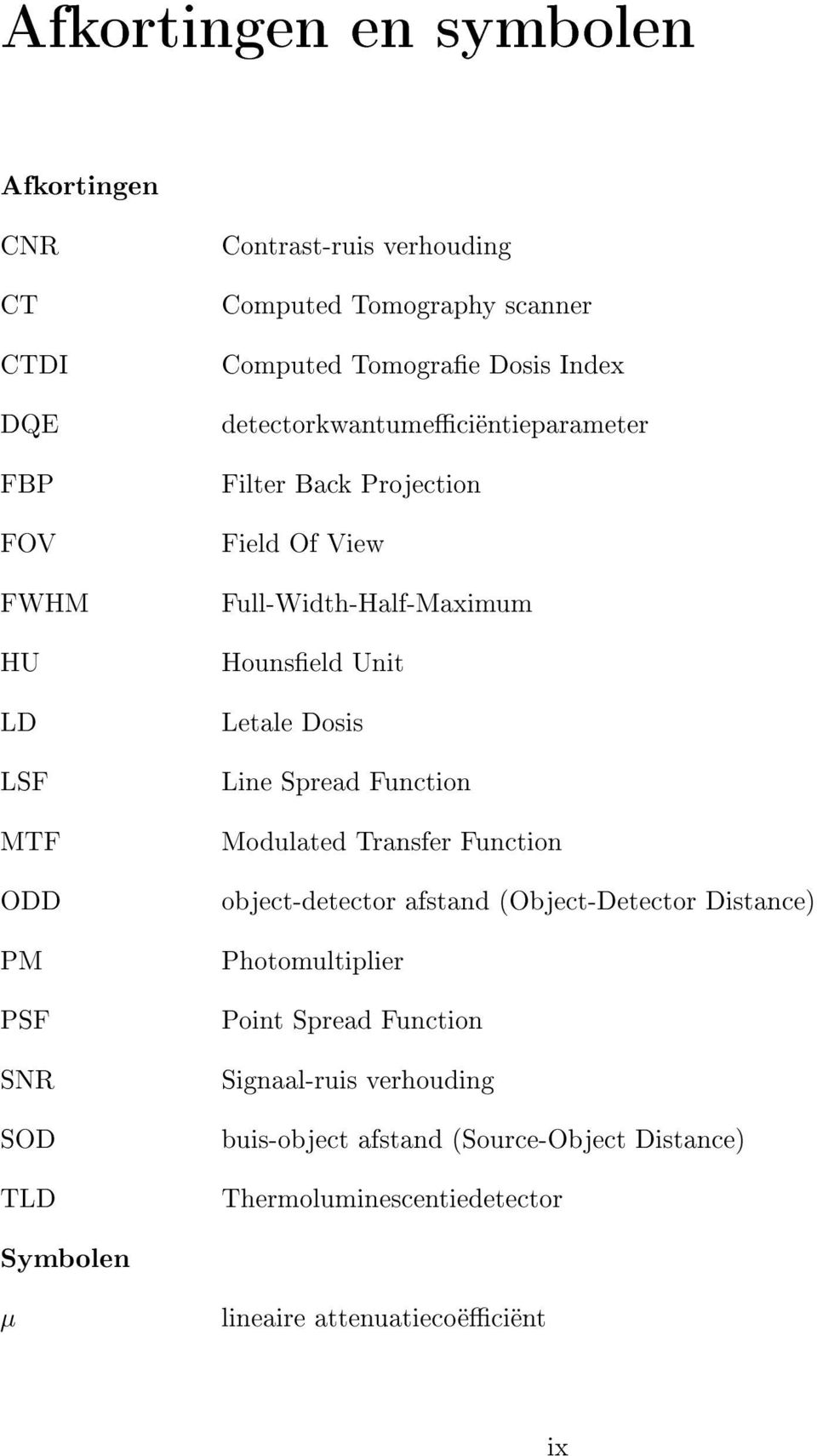 Hounseld Unit Letale Dosis Line Spread Function Modulated Transfer Function object-detector afstand (Object-Detector Distance) Photomultiplier