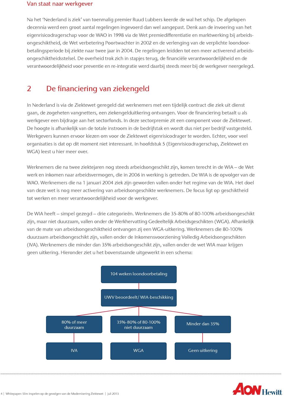 verlenging van de verplichte loondoorbetalingsperiode bij ziekte naar twee jaar in 2004. De regelingen leidden tot een meer activerend arbeidsongeschiktheidsstelsel.