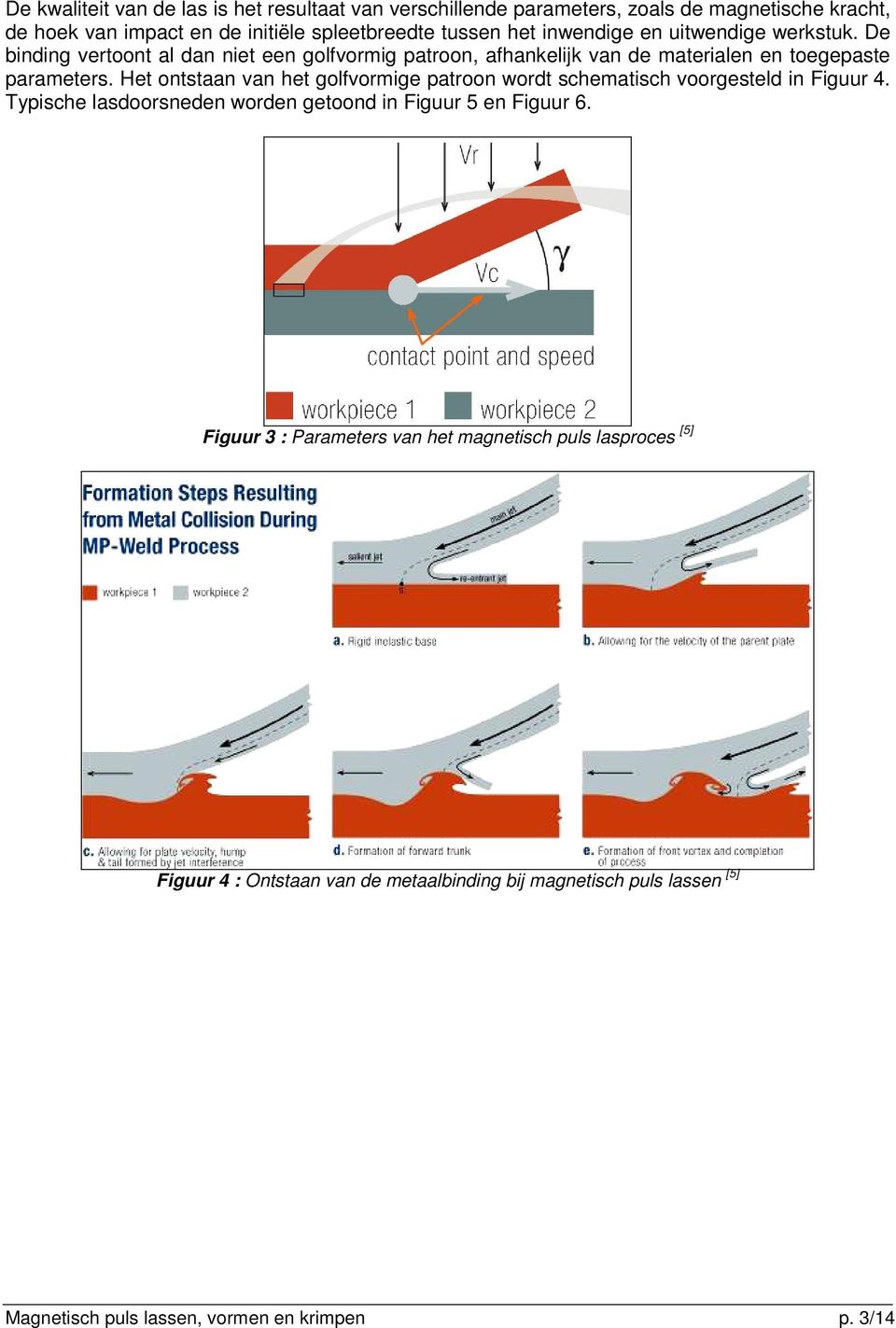 Het ontstaan van het golfvormige patroon wordt schematisch voorgesteld in Figuur 4. Typische lasdoorsneden worden getoond in Figuur 5 en Figuur 6.