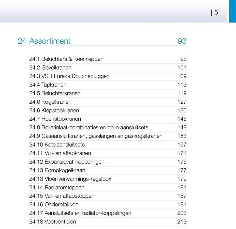 9 Gasaansluitkranen, gasslangen en gaskogelkranen 153 24.10 Ketelaansluitsets 167 24.11 Vul- en aftapkranen 171 24.12 Expansievat-koppelingen 175 24.