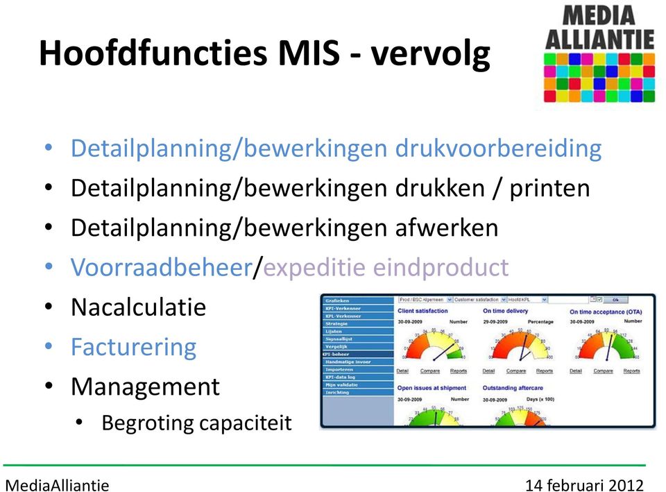 printen Detailplanning/bewerkingen afwerken