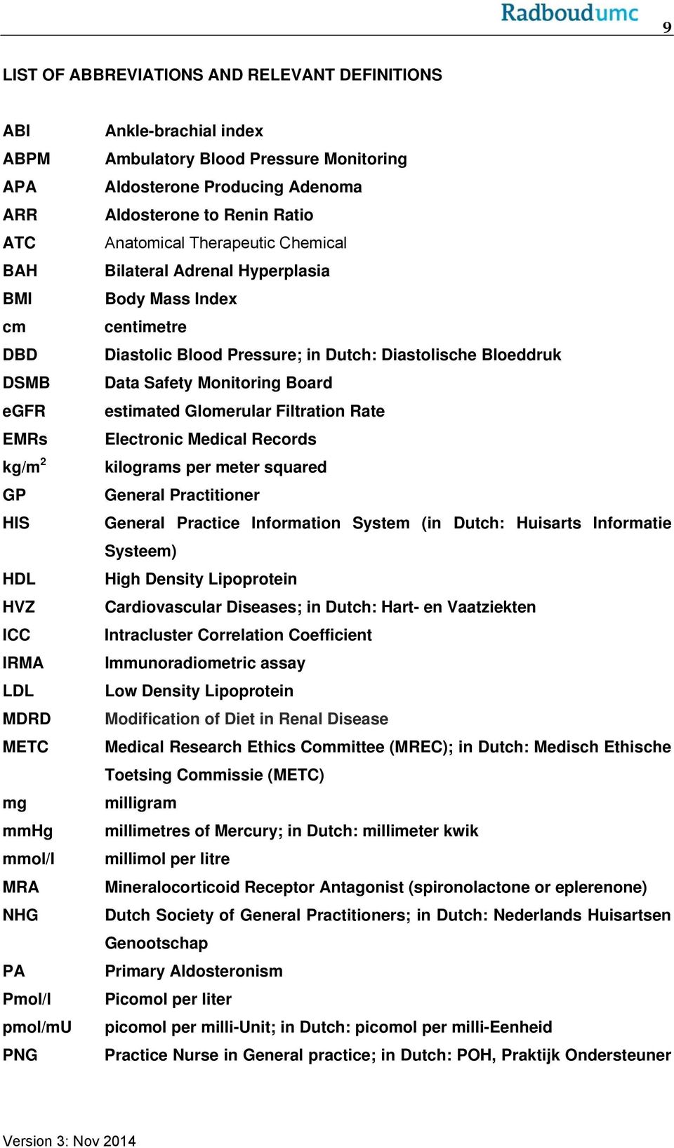 centimetre Diastolic Blood Pressure; in Dutch: Diastolische Bloeddruk Data Safety Monitoring Board estimated Glomerular Filtration Rate Electronic Medical Records kilograms per meter squared General