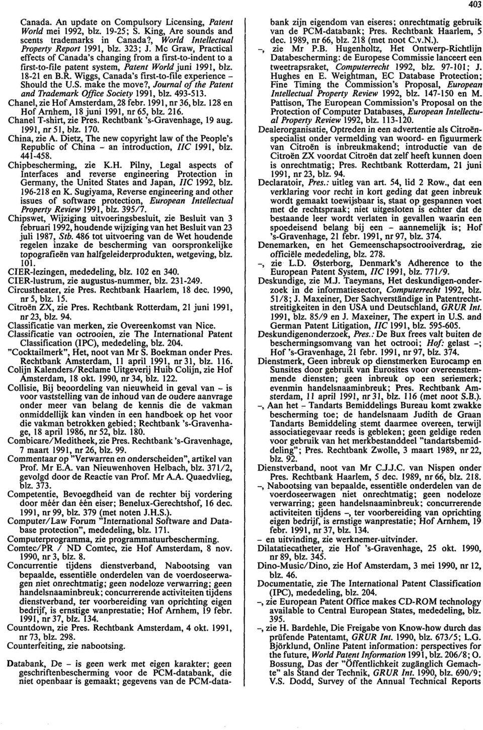 Wiggs, Canada's first-to-file experience - Should the U.S. make the move?, Journal of the Patent and Trademark Office Society 1991, blz. 493-513. Chanel, zie Hof Amsterdam, 28 febr. 1991, nr 36, blz.