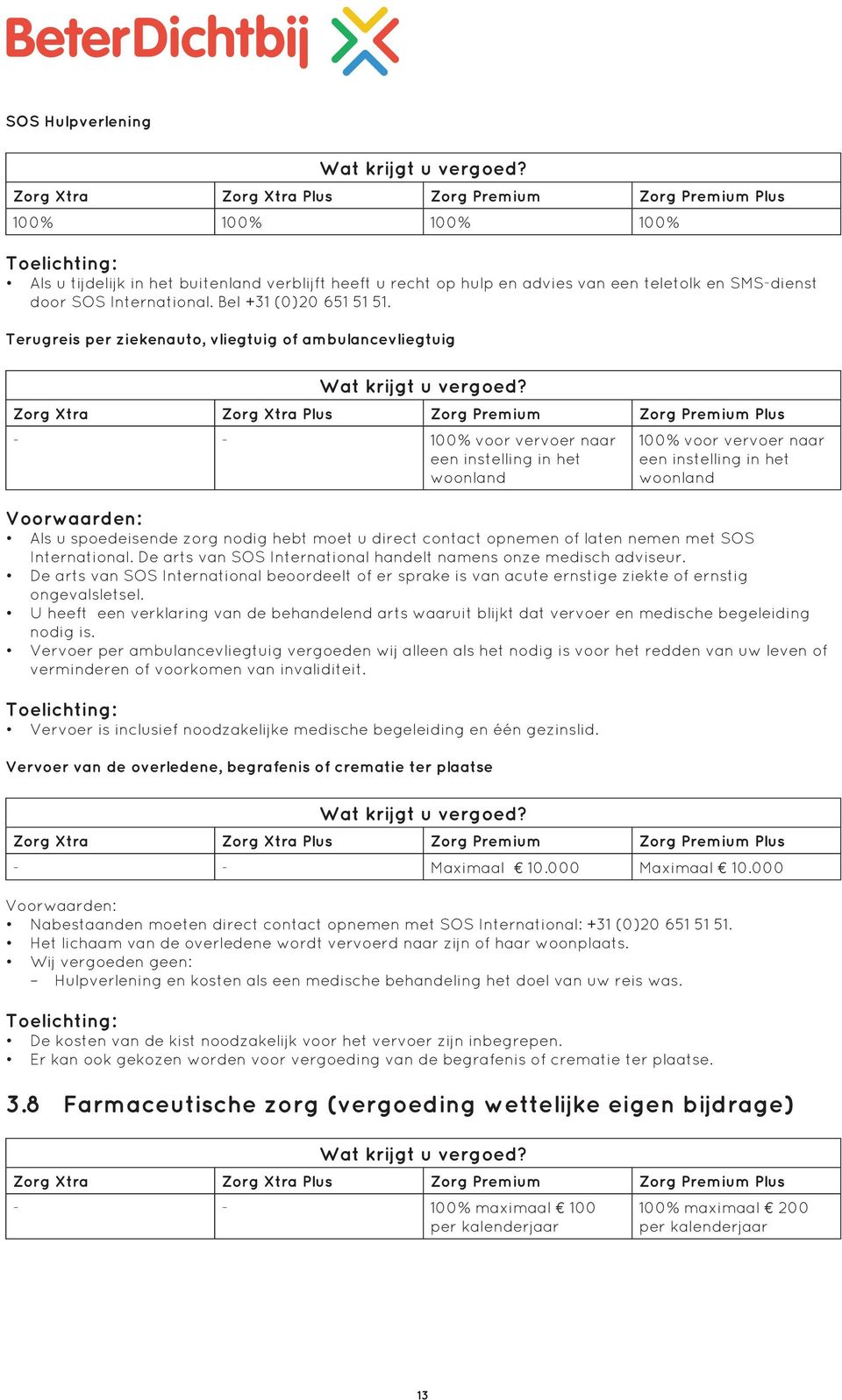 hebt moet u direct contact opnemen of laten nemen met SOS International. De arts van SOS International handelt namens onze medisch adviseur.