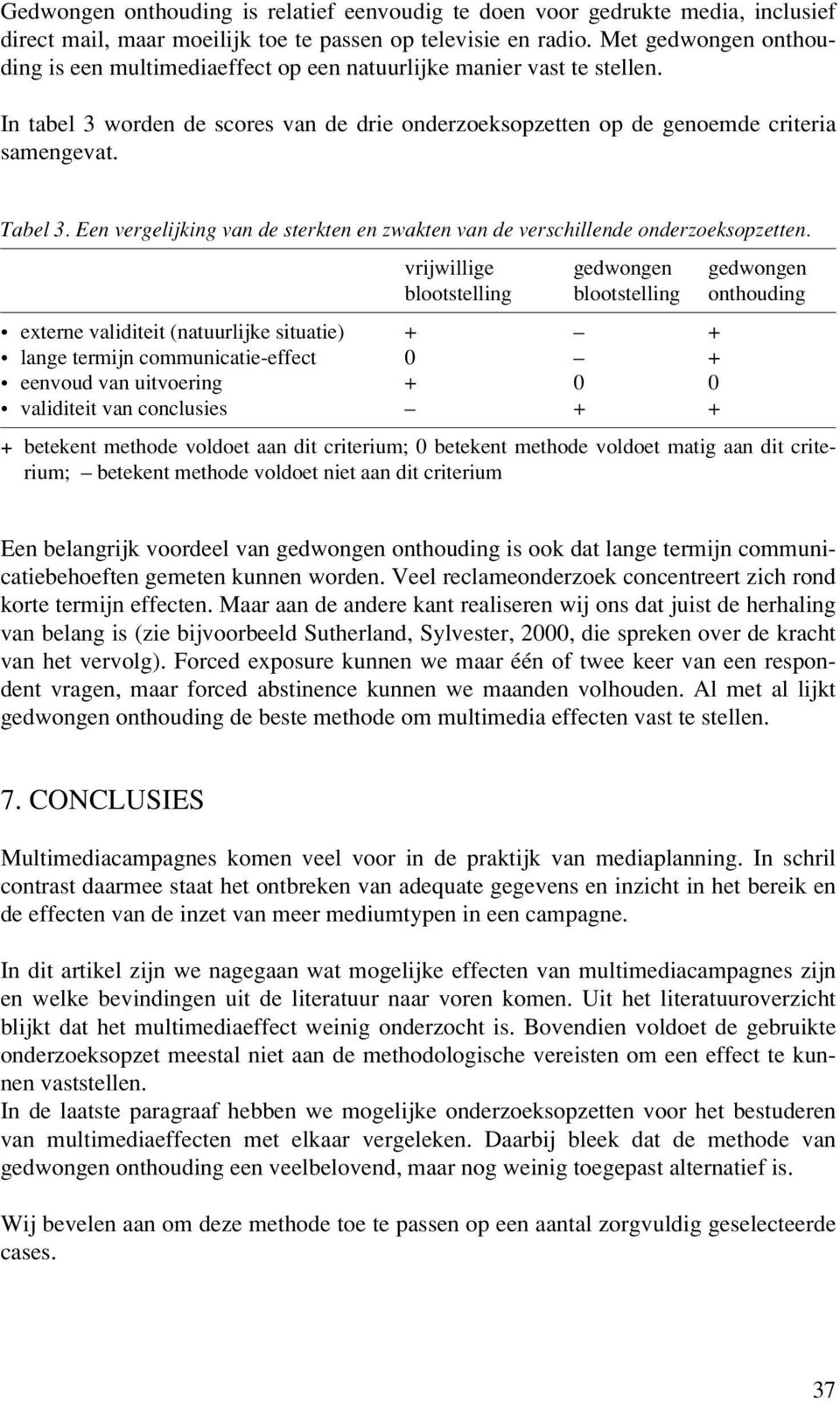 Een vergelijking van de sterkten en zwakten van de verschillende onderzoeksopzetten.