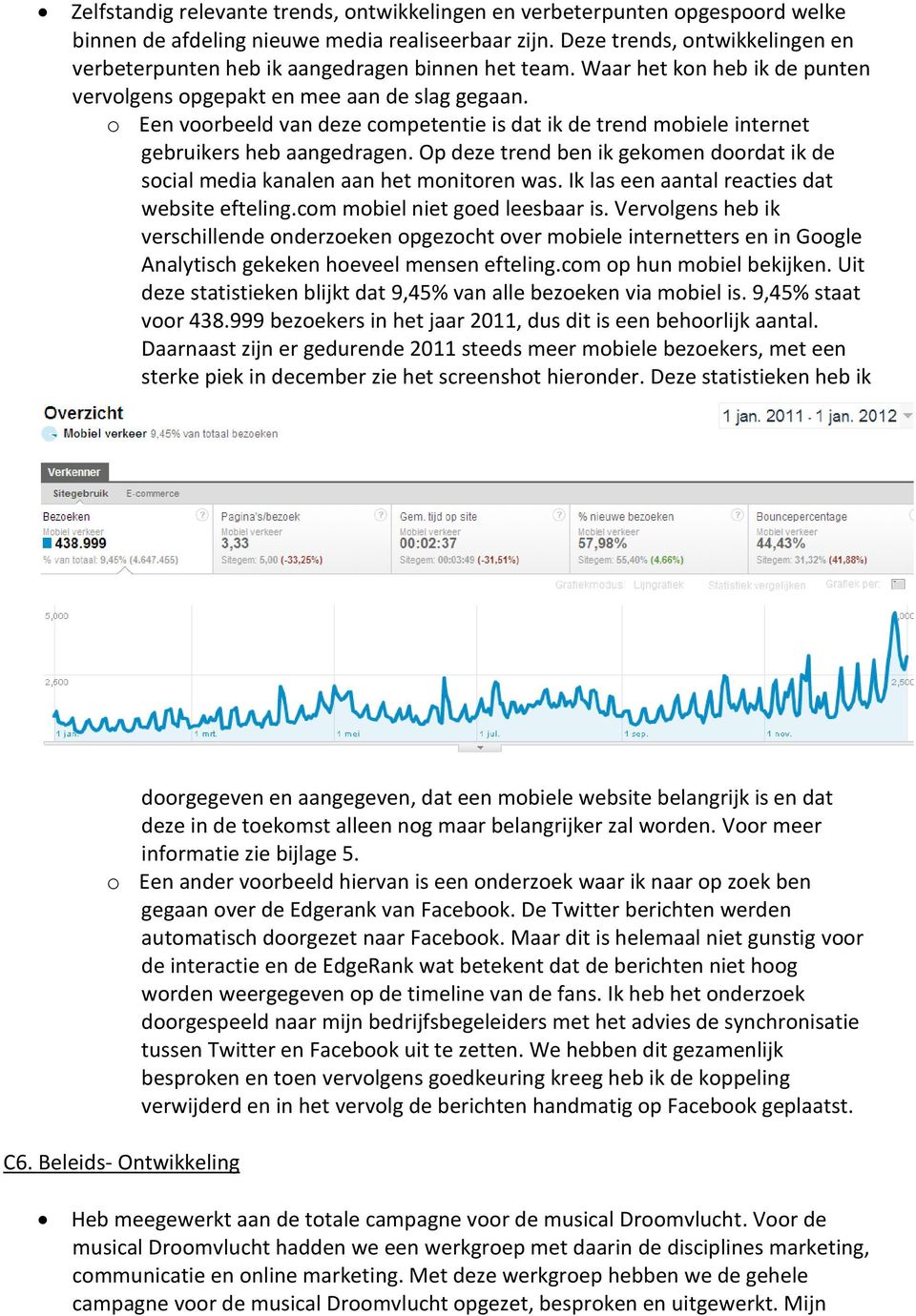 o Een voorbeeld van deze competentie is dat ik de trend mobiele internet gebruikers heb aangedragen. Op deze trend ben ik gekomen doordat ik de social media kanalen aan het monitoren was.