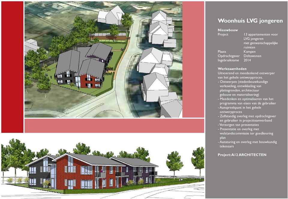 plattegronden, architectuur gebouw en materialisering) - Meedenken en optimaliseren van het programma van eisen van de gebruiker - Aanspreekpunt in