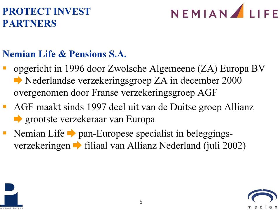 opgericht in 1996 door Zwolsche Algemeene (ZA) Europa BV Nederlandse verzekeringsgroep ZA in