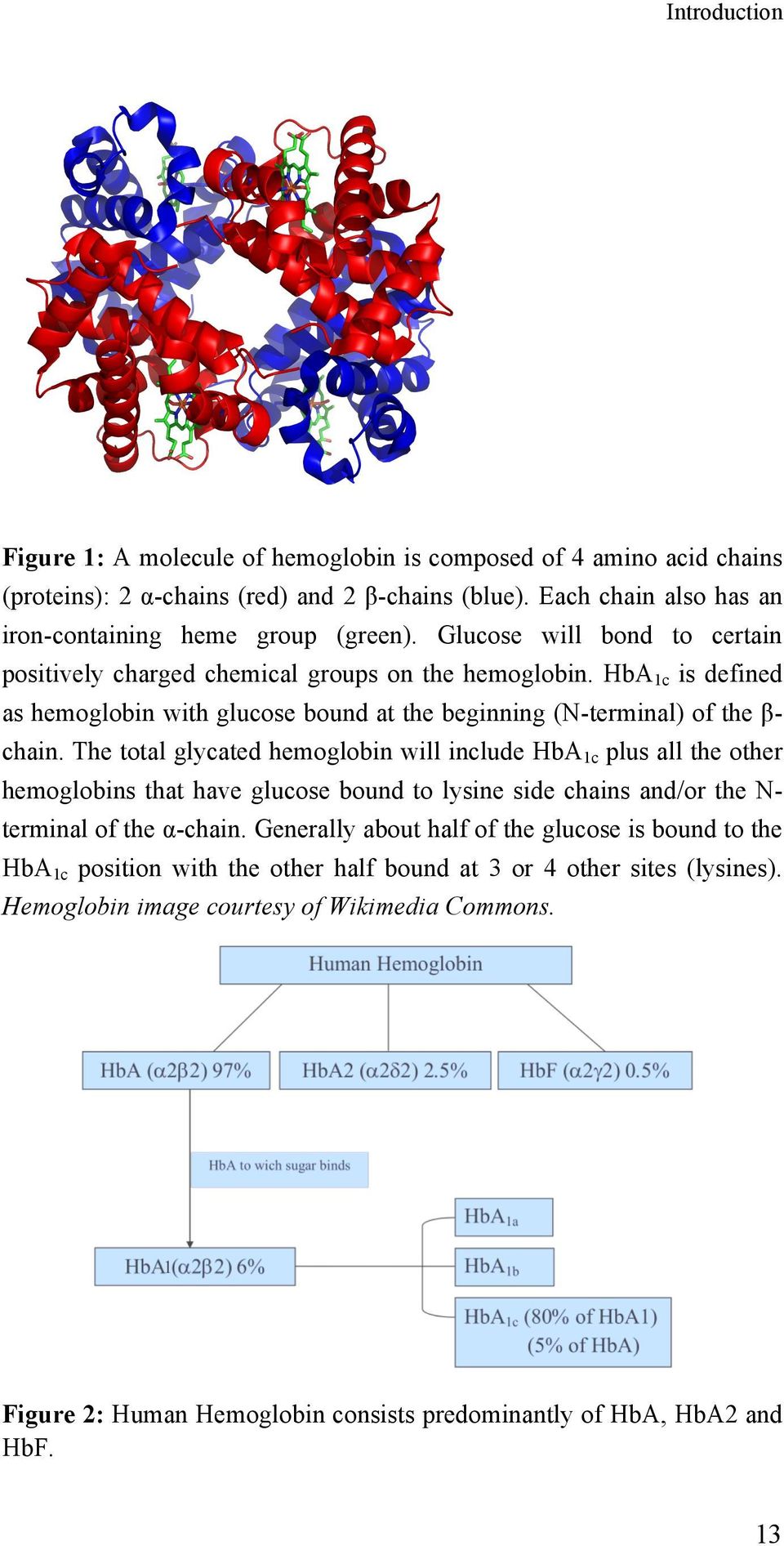The total glycated hemoglobin will include HbA1c plus all the other hemoglobins that have glucose bound to lysine side chains and/or the Nterminal of the α-chain.