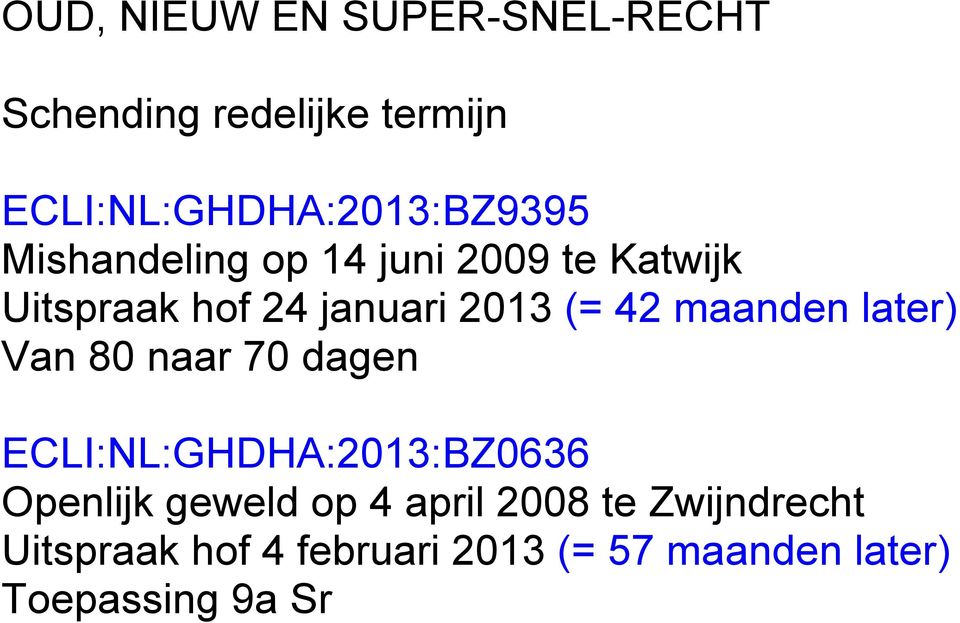 later) Van 80 naar 70 dagen ECLI:NL:GHDHA:2013:BZ0636 Openlijk geweld op 4 april