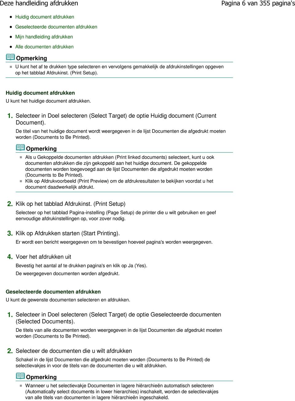 Selecteer in Doel selecteren (Select Target) de optie Huidig document (Current Document).