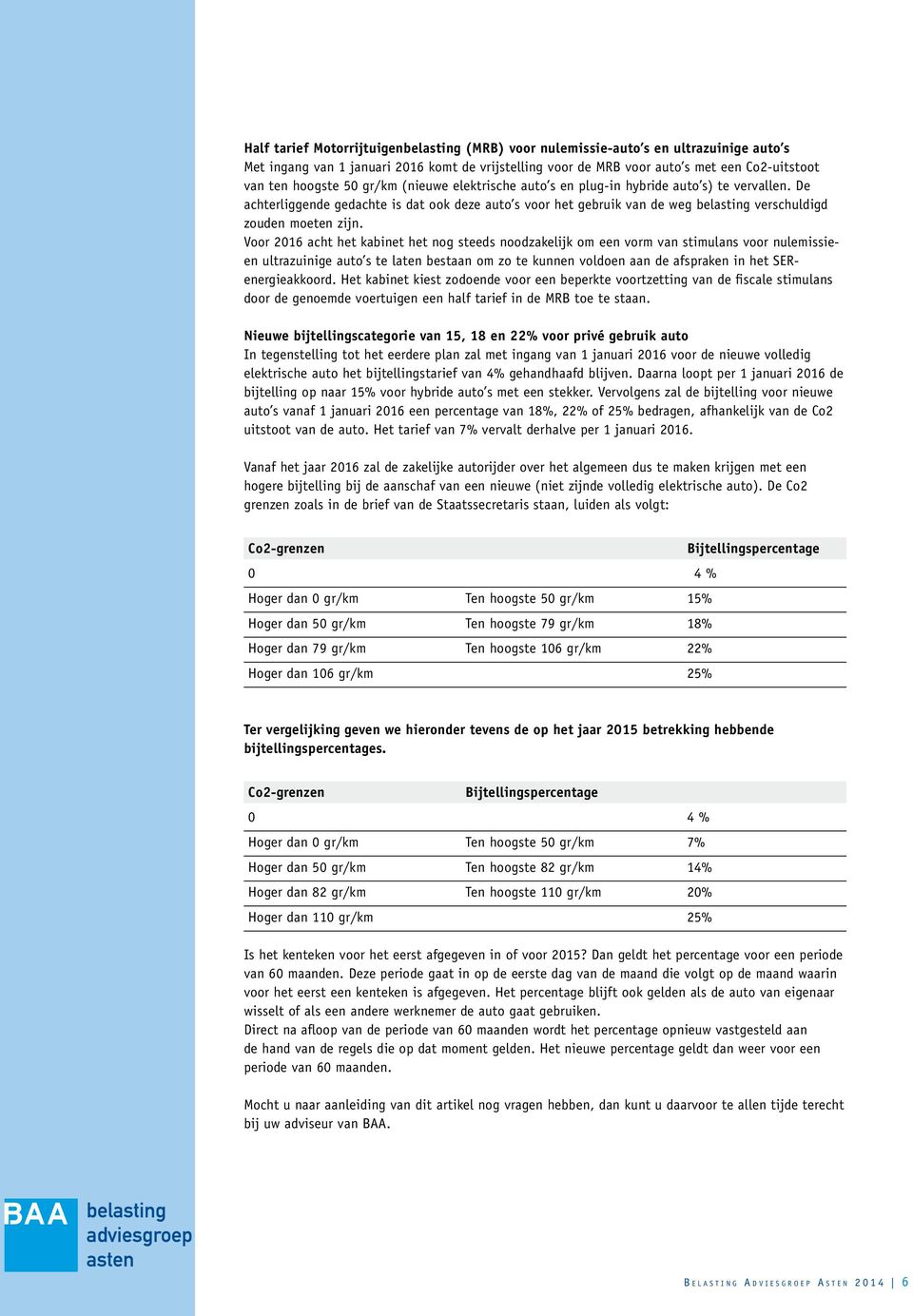 Voor 2016 acht het kabinet het nog steeds noodzakelijk om een vorm van stimulans voor nulemissieen ultrazuinige auto s te laten bestaan om zo te kunnen voldoen aan de afspraken in het