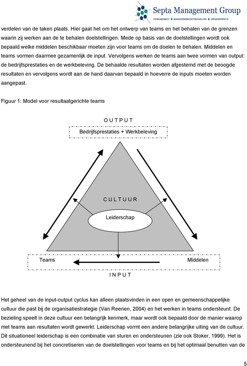 Vervolgens werken de teams aan twee vormen van output: de bedrijfsprestaties en de werkbeleving.