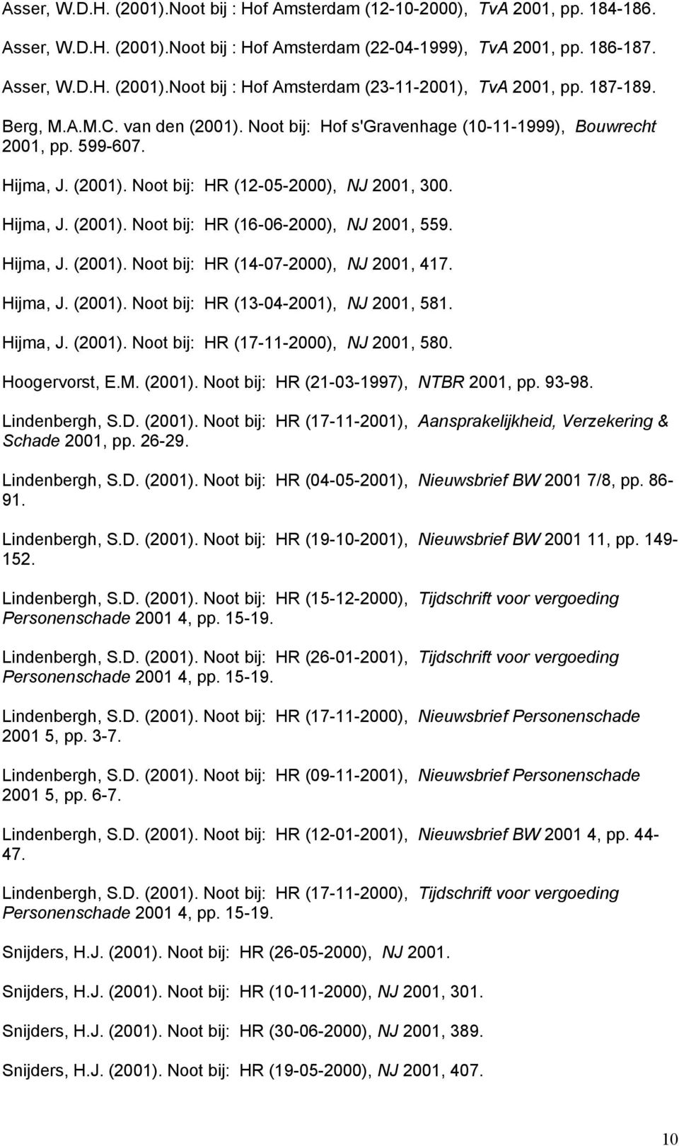 Hijma, J. (2001). Noot bij: HR (14-07-2000), NJ 2001, 417. Hijma, J. (2001). Noot bij: HR (13-04-2001), NJ 2001, 581. Hijma, J. (2001). Noot bij: HR (17-11-2000), NJ 2001, 580. Hoogervorst, E.M.