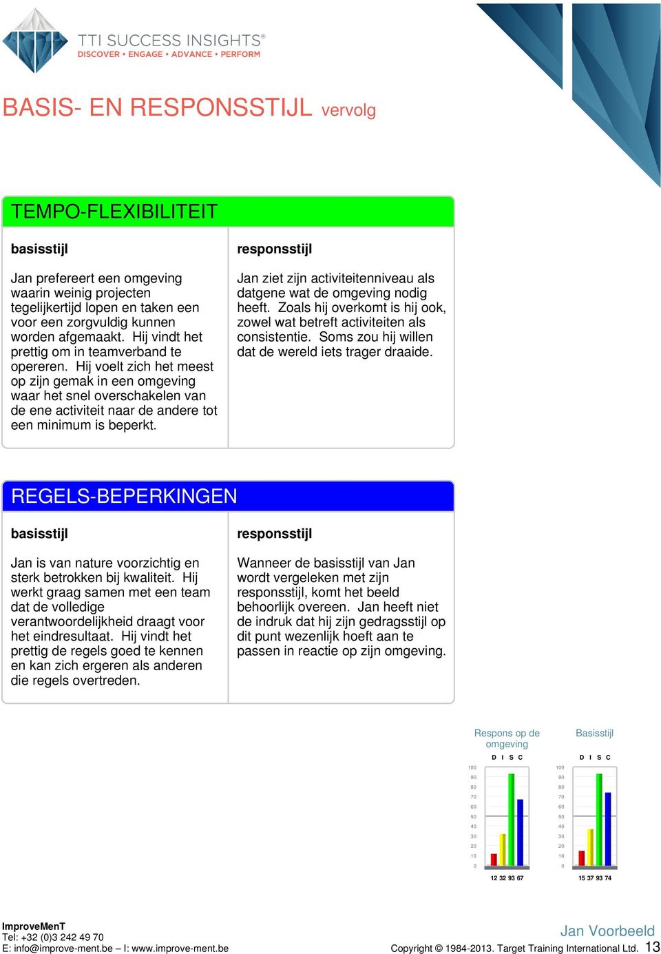 responsstijl Jan ziet zijn activiteitenniveau als datgene wat de omgeving nodig heeft. Zoals hij overkomt is hij ook, zowel wat betreft activiteiten als consistentie.