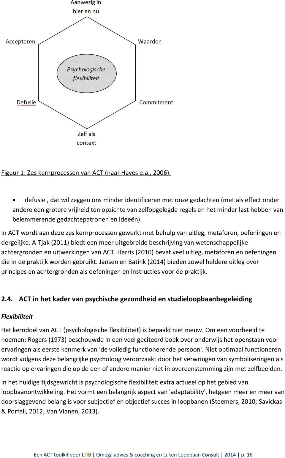 belemmerende gedachtepatronen en ideeën). In ACT wordt aan deze zes kernprocessen gewerkt met behulp van uitleg, metaforen, oefeningen en dergelijke.