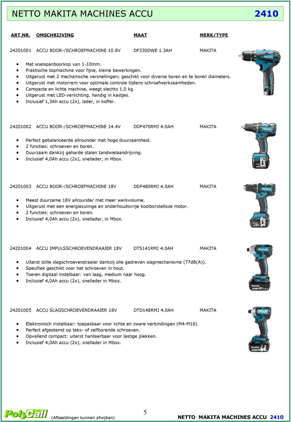 Compacte en lichte machine, weegt slechts 1,0 kg. Uitgerust met LED-verlichting, handig in kastjes. Inclusief 1,3Ah accu (2x), lader, in koffer. 24201002 ACCU BOOR-/SCHROEFMACHINE 14.4V DDF470RMJ 4.