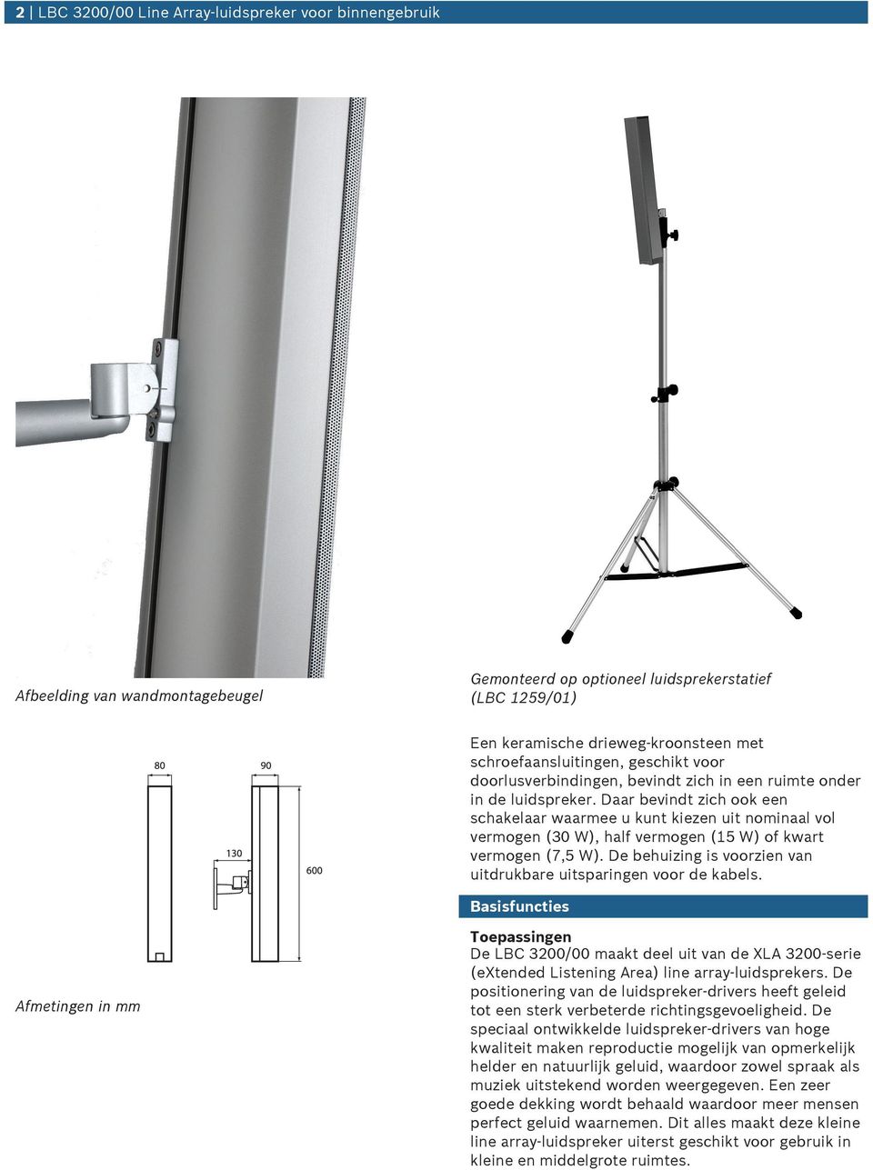 Daar bevindt zich ook een schakelaar waarmee u kunt kiezen uit nominaal vol vermogen (30 W), half vermogen (15 W) of kwart vermogen (7,5 W).