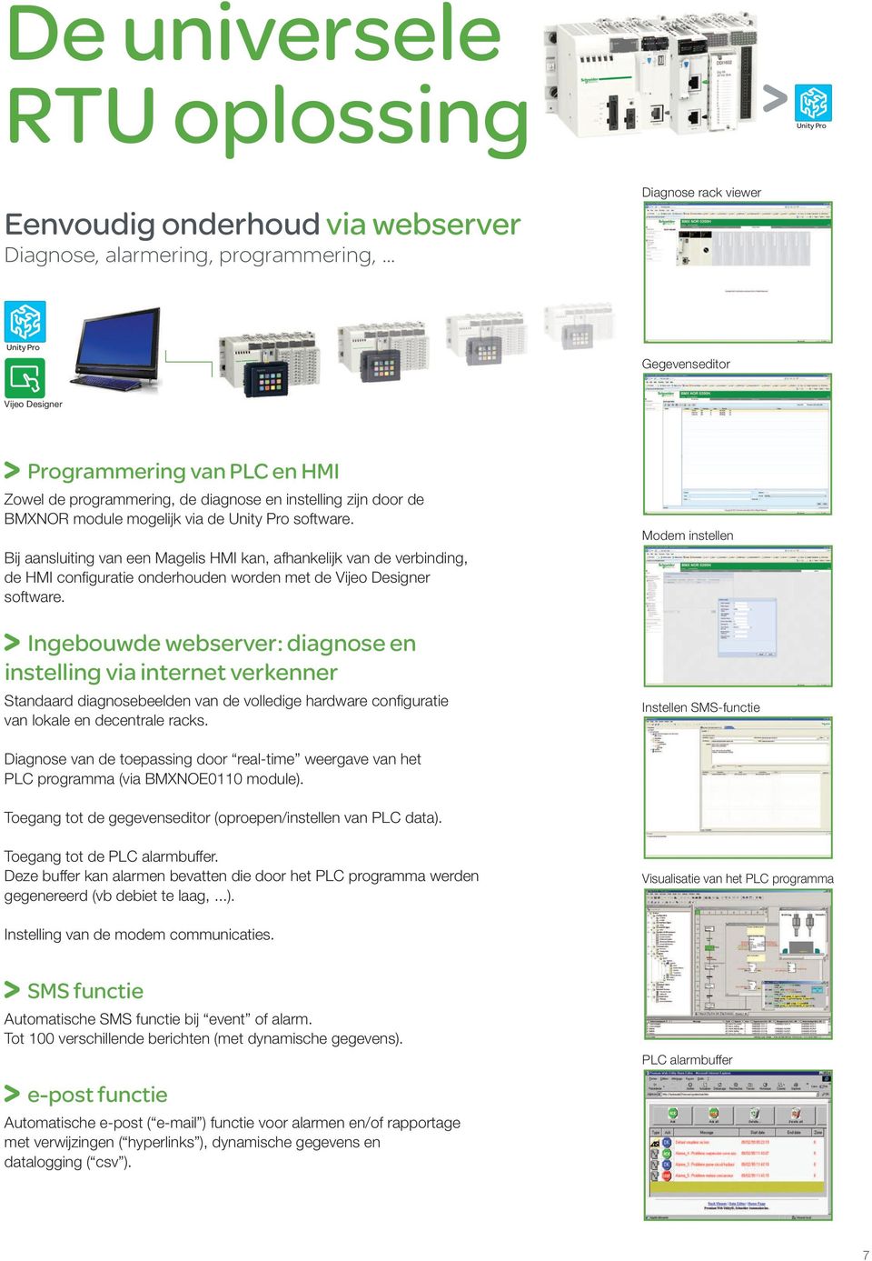 Bij aansluiting van een Magelis HMI kan, afhankelijk van de verbinding, de HMI confi guratie onderhouden worden met de Vijeo Designer software.