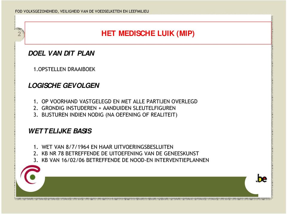 BIJSTUREN INDIEN NODIG (NA OEFENING OF REALITEIT) WETTELIJKE BASIS 1.