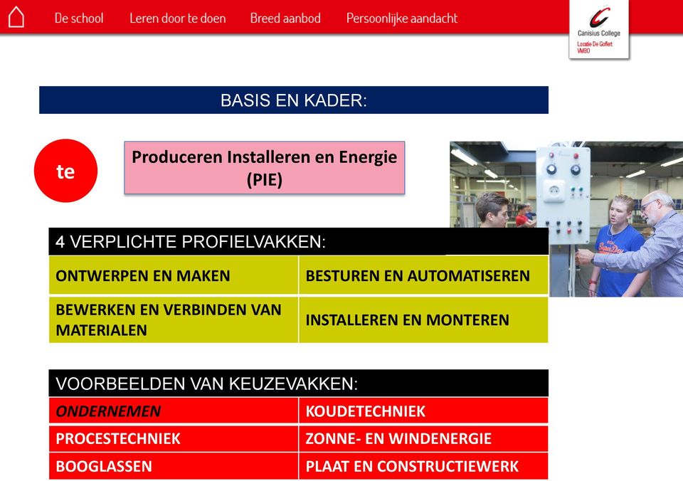 BESTUREN EN AUTOMATISEREN INSTALLEREN EN MONTEREN VOORBEELDEN VAN KEUZEVAKKEN: