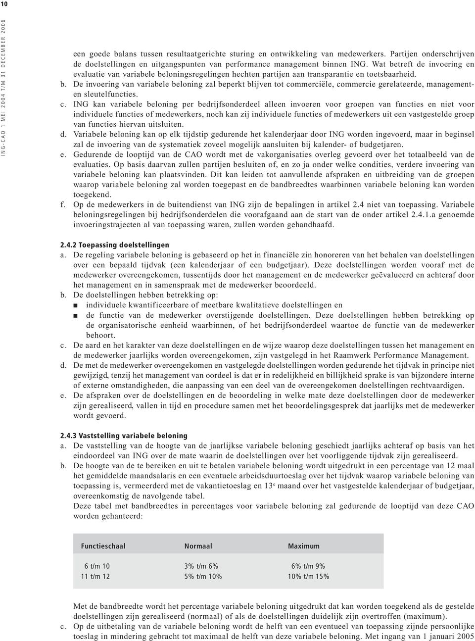 c. ING kan variabele beloning per bedrijfsonderdeel alleen invoeren voor groepen van functies en niet voor individuele functies of medewerkers, noch kan zij individuele functies of medewerkers uit