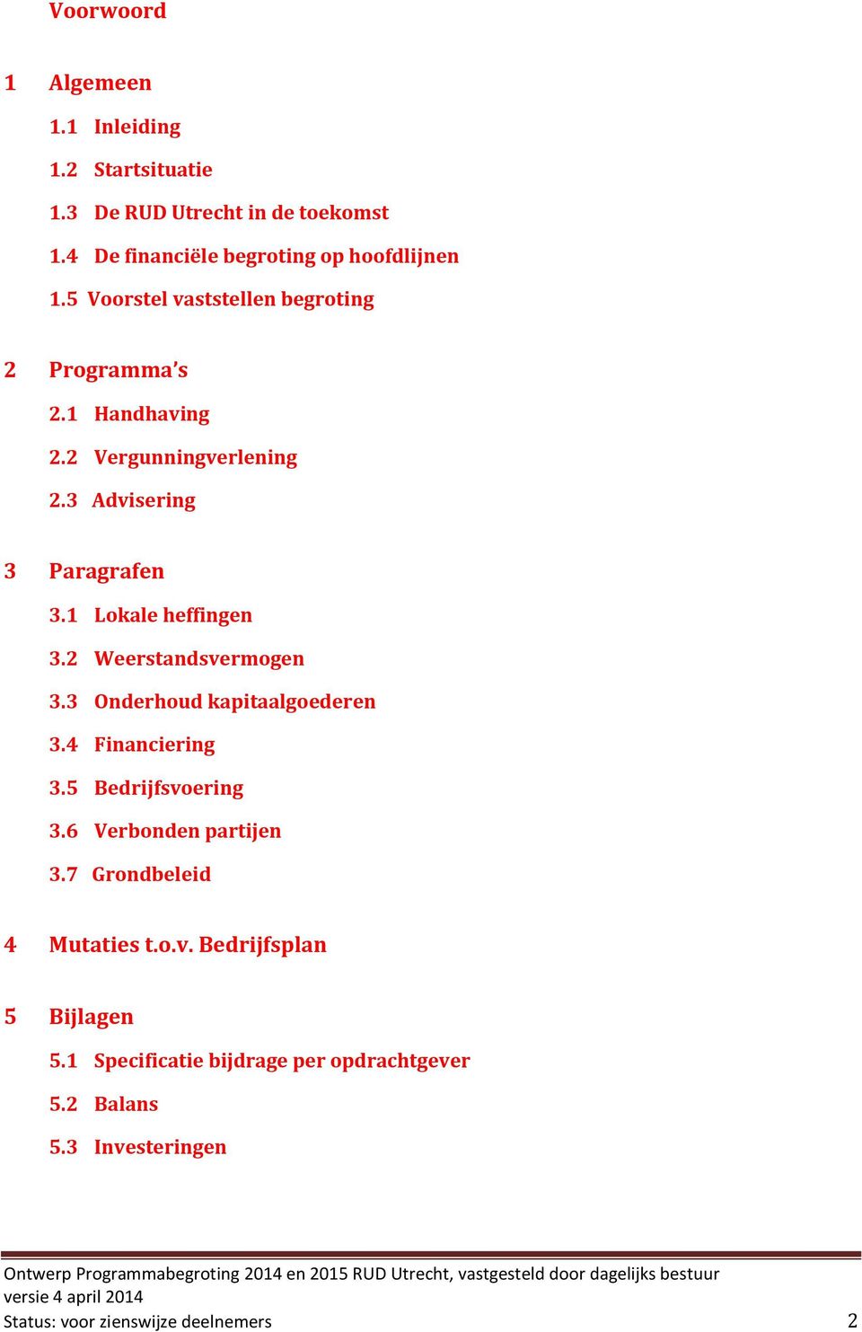 2 Weerstandsvermogen 3.3 Onderhoud kapitaalgoederen 3.4 Financiering 3.5 Bedrijfsvoering 3.6 Verbonden partijen 3.