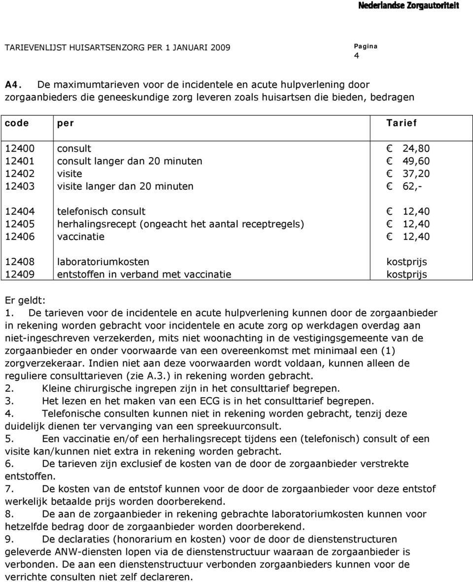 laboratoriumkosten entstoffen in verband met vaccinatie 24,80 49,60 37,20 62,- 12,40 12,40 12,40 kostprijs kostprijs Er geldt: 1.