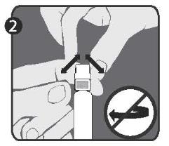 Grijze puntdop Kunststof naaldhuls Dop Spuitpunt Wieczko Wieczko Witte vasthoudrand met reliëf Spuit Naald Stap 1: houd de spuit (E) met één hand vast, met de dop naar boven gericht.