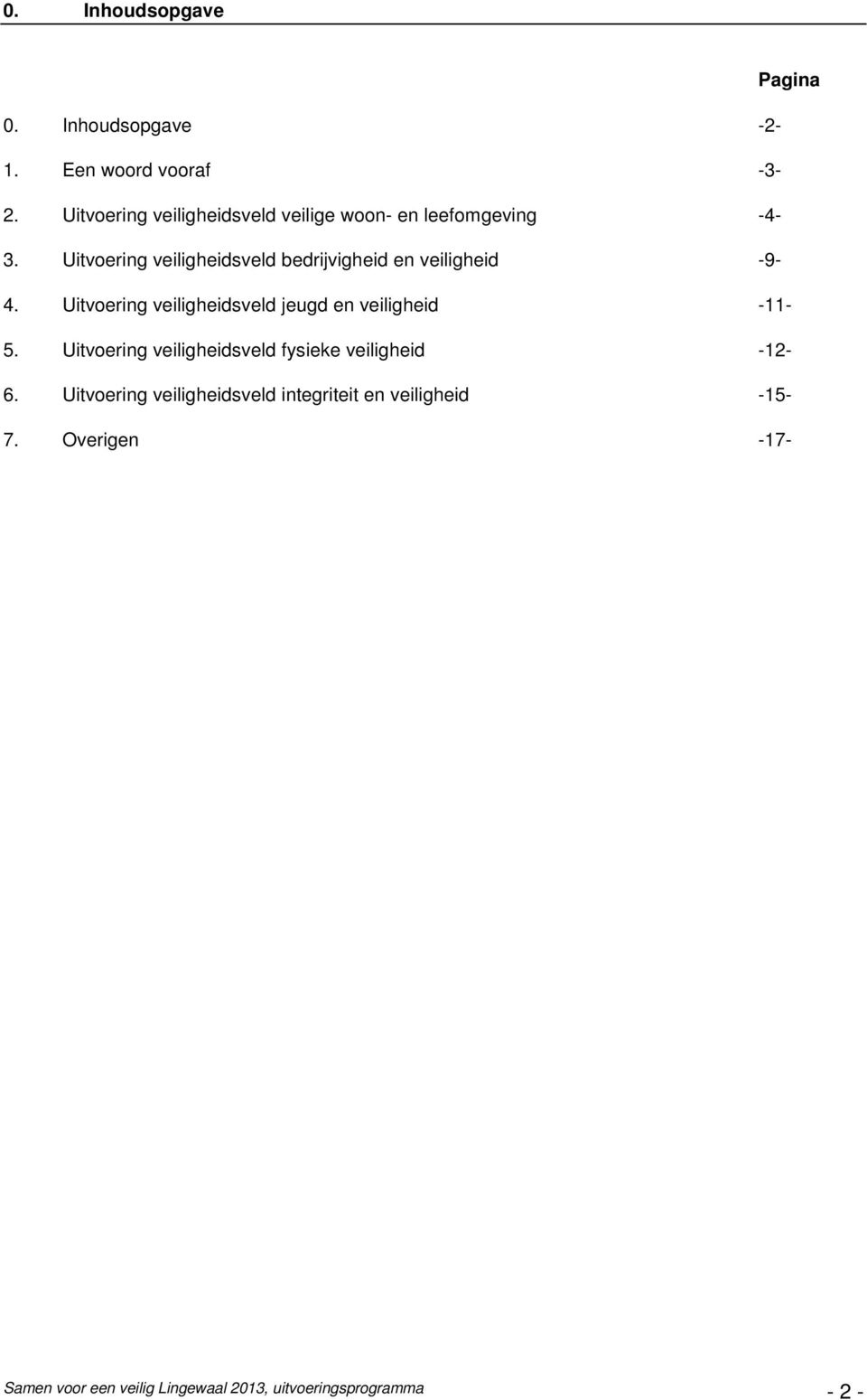 Uitvoering veiligheidsveld bedrijvigheid en veiligheid -9-4.