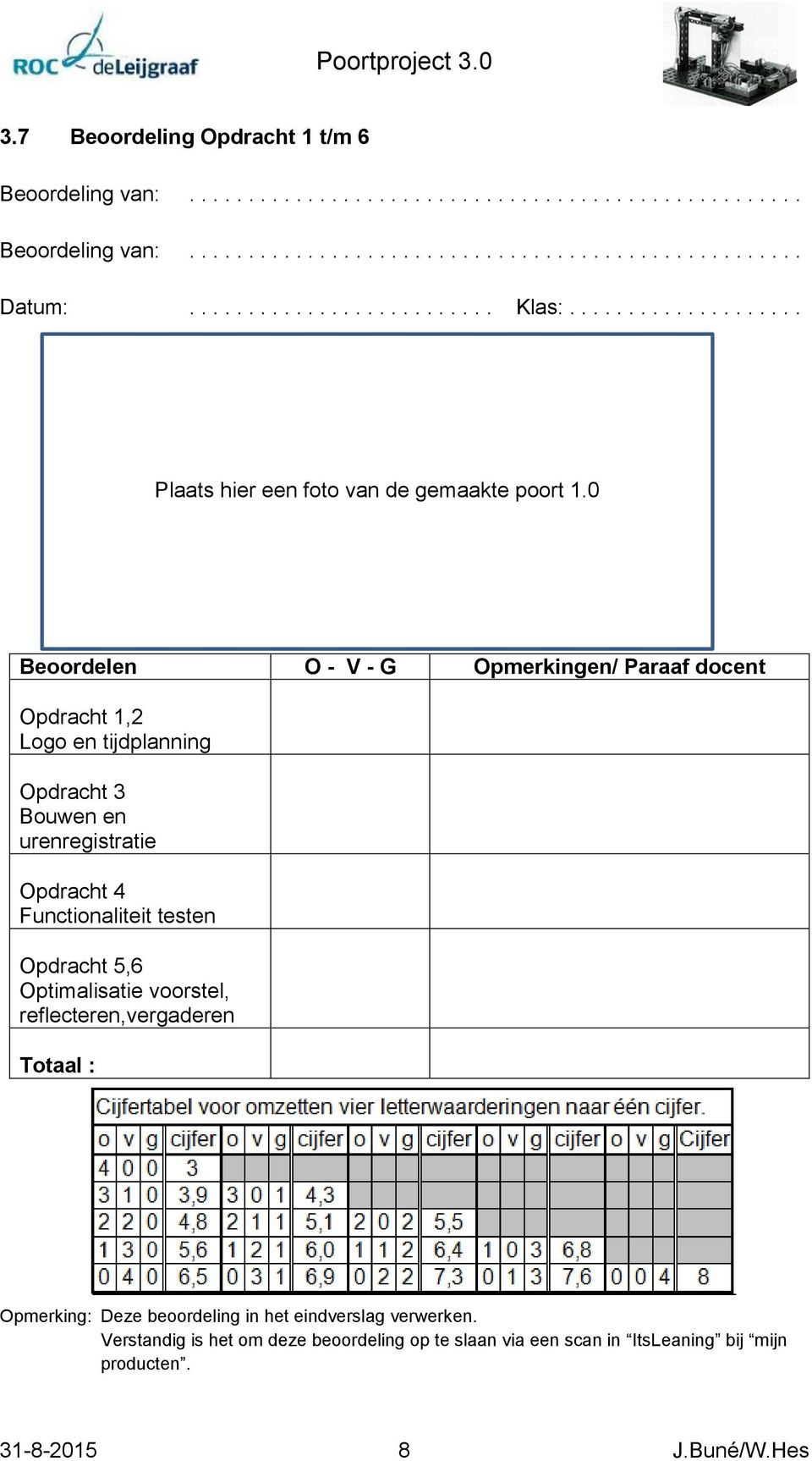 0 Beoordelen O - V - G Opmerkingen/ Paraaf docent Opdracht 1,2 Logo en tijdplanning Opdracht 3 Bouwen en urenregistratie Opdracht 4 Functionaliteit testen Opdracht 5,6