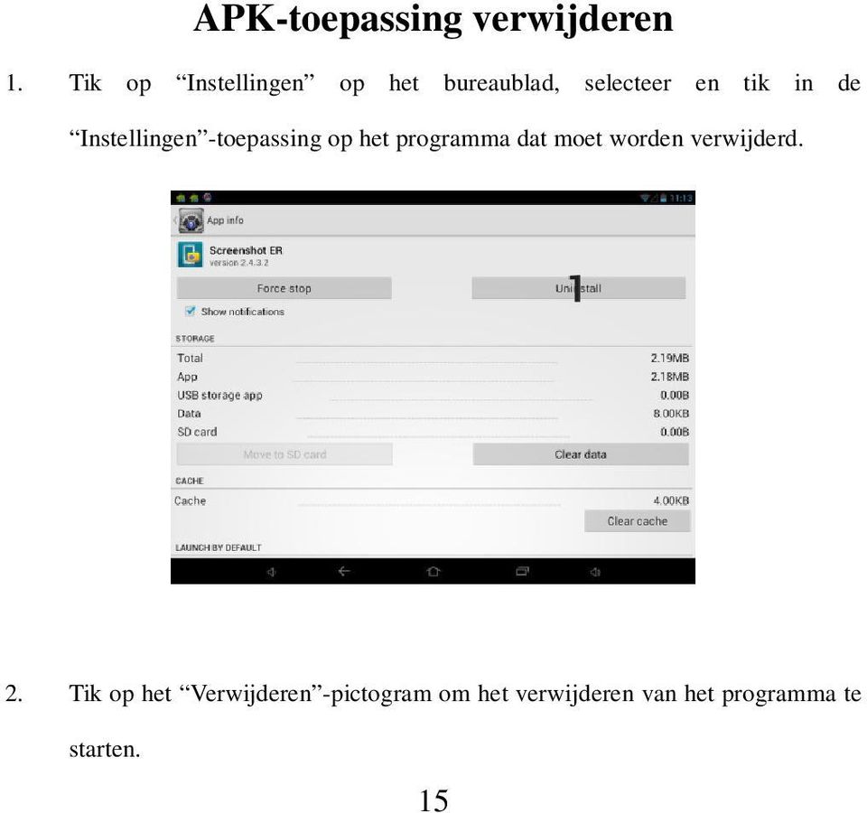 Instellingen -toepassing op het programma dat moet worden