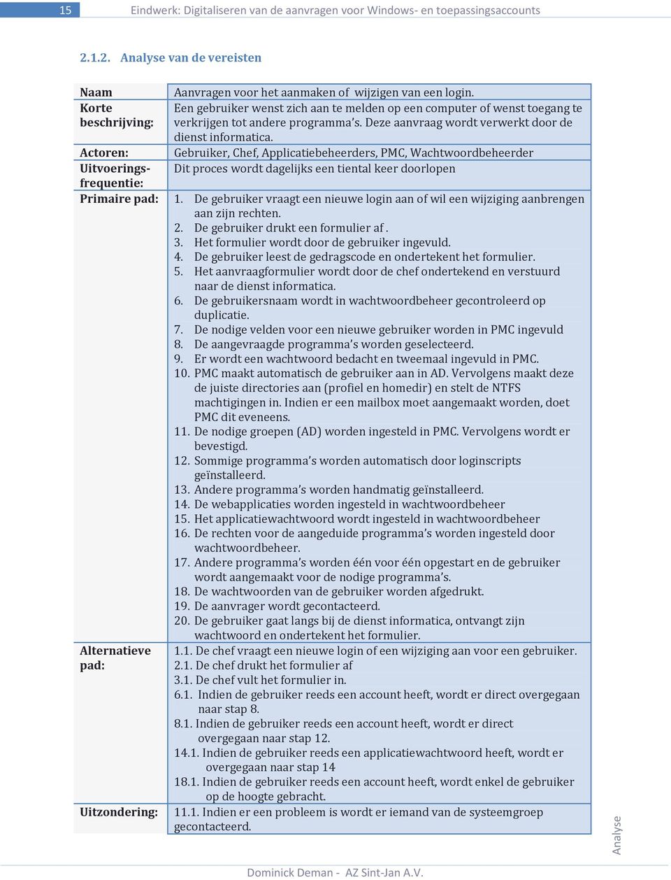 Een gebruiker wenst zich aan te melden op een computer of wenst toegang te verkrijgen tot andere programma s. Deze aanvraag wordt verwerkt door de dienst informatica.