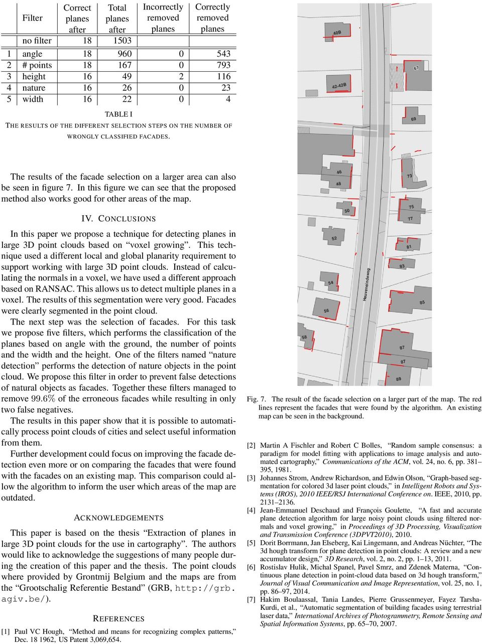 The results of the facade selection on a larger area can also be seen in figure 7. In this figure we can see that the proposed method also works good for other areas of the map. IV.