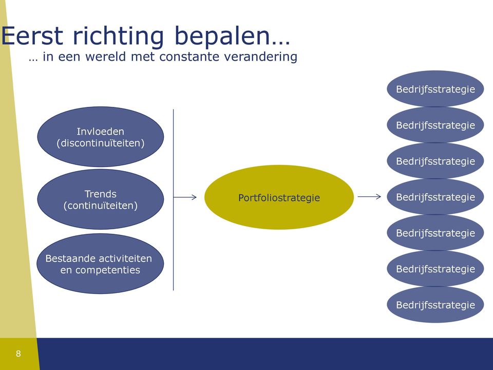 Bedrijfsstrategie Trends (continuïteiten) Portfoliostrategie